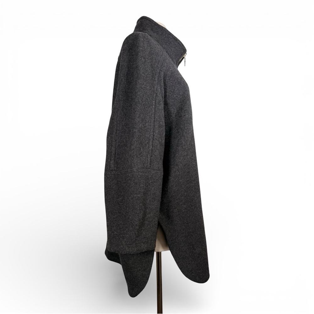 Gerry Weber Edition Wool Blend Cape Poncho Jacket Gray Zip Front Size 38 US 8 - Picture 3 of 9